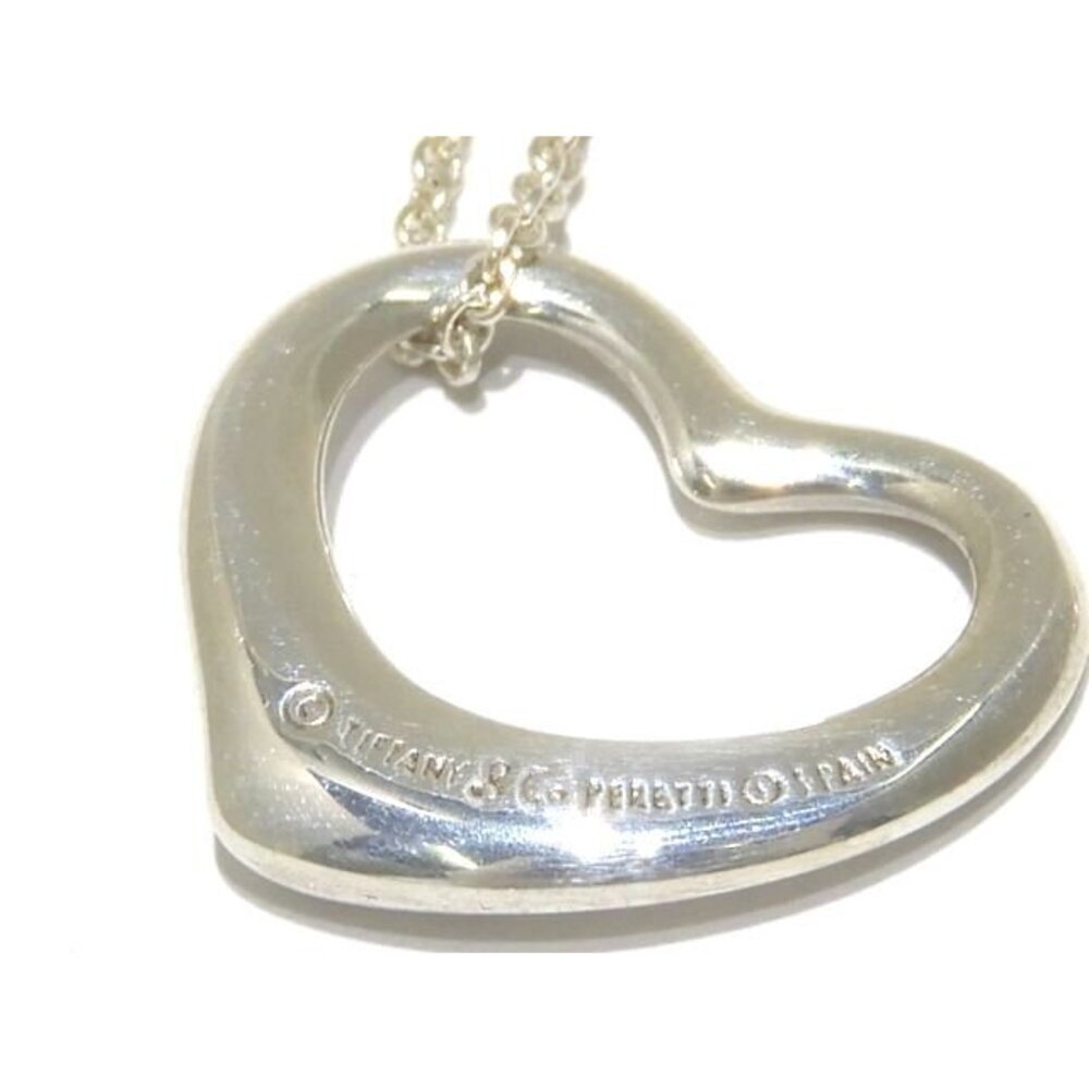 TIFFANY Co Open Heart Necklace Sterling Silver Heart Top Pendant - Picture 4 of 5
